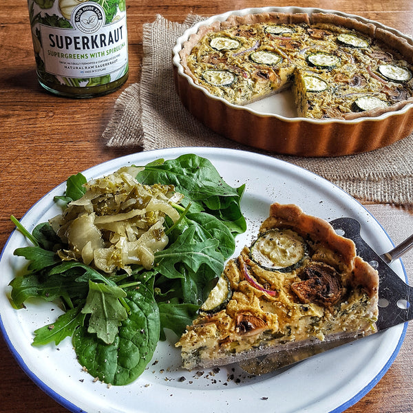Courgette, Mushroom & Red Onion Vegan Quiche