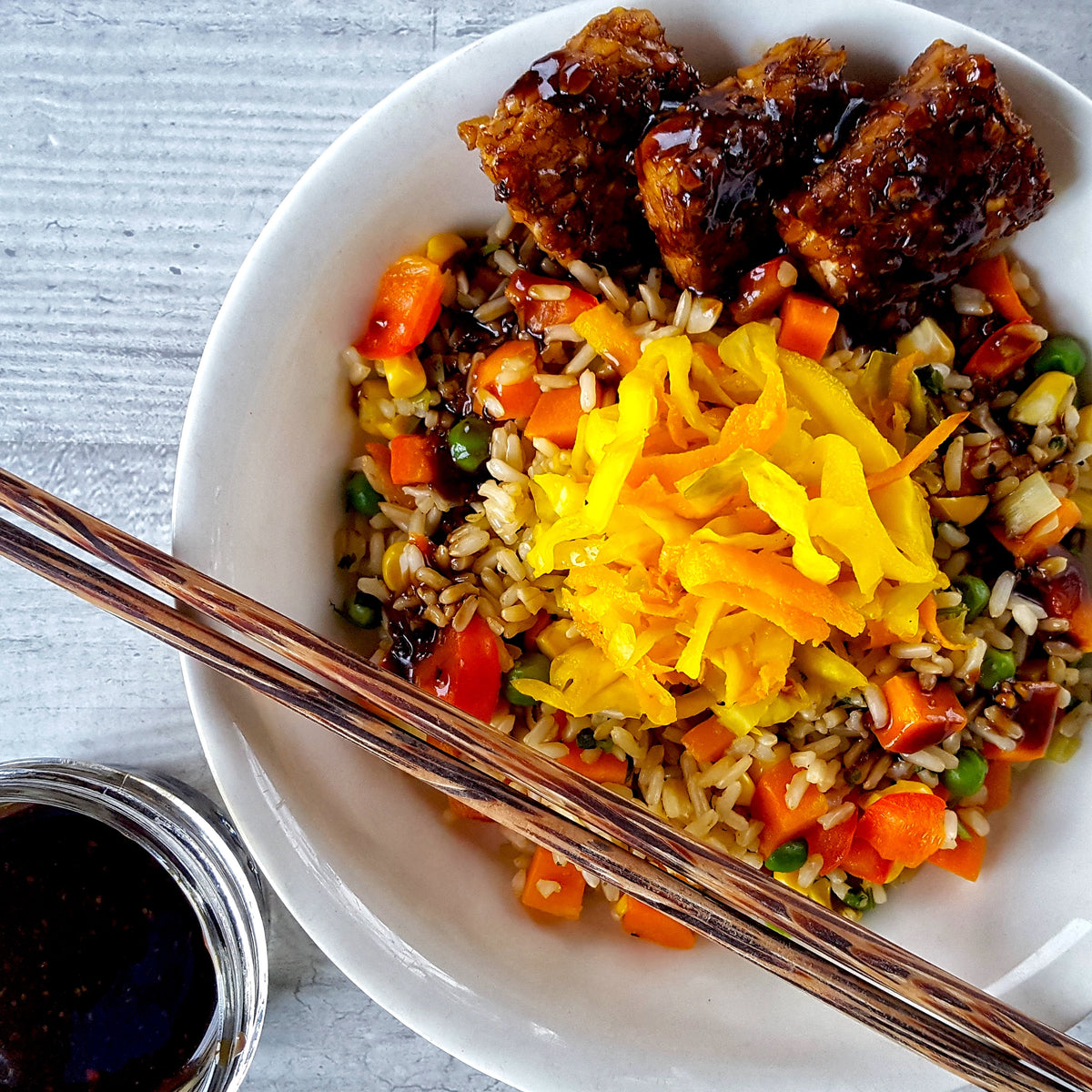 Teriyaki Tempeh with Veggie Fried Rice – Good Nude Food