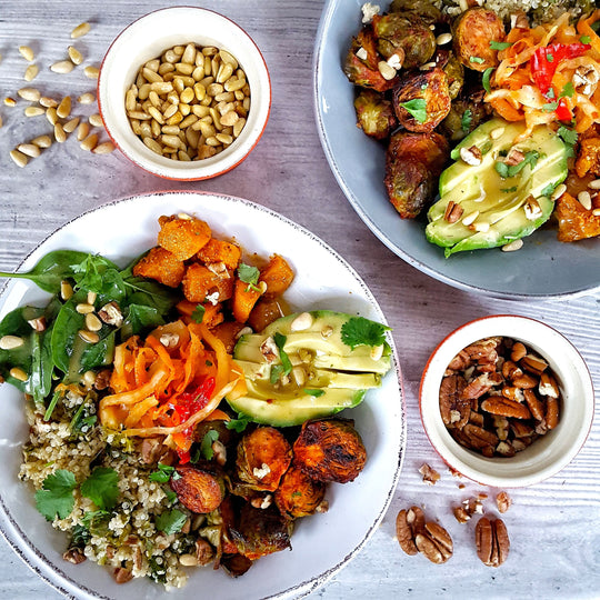 Spicy Smoked Brussel Sprout Quinoa Bowls Good Nude Food