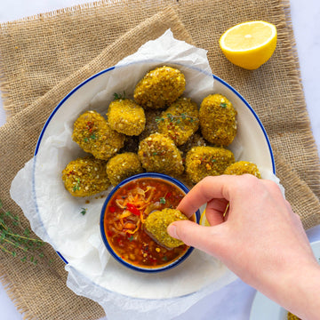 Chickpea Nuggets with Sweet Chilli Firekraut Dipping Sauce