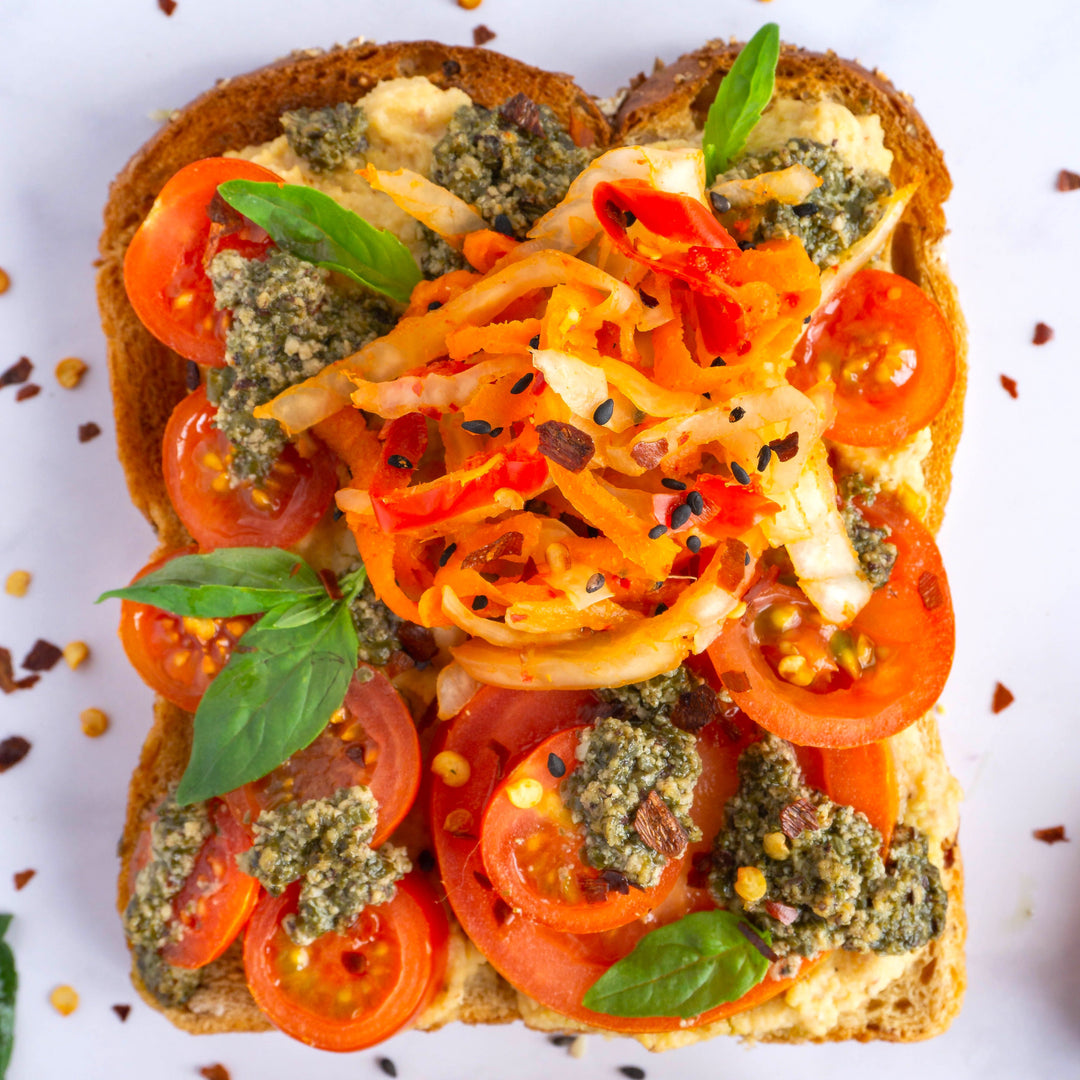 Hummus & Pesto Toast Good Nude Food