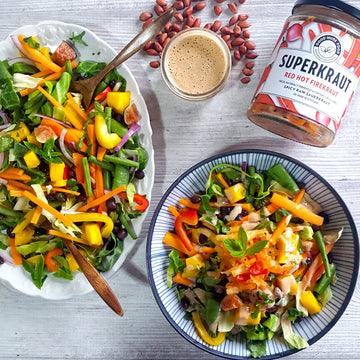Rainbow Superkraut Salad with Peanut Dressing